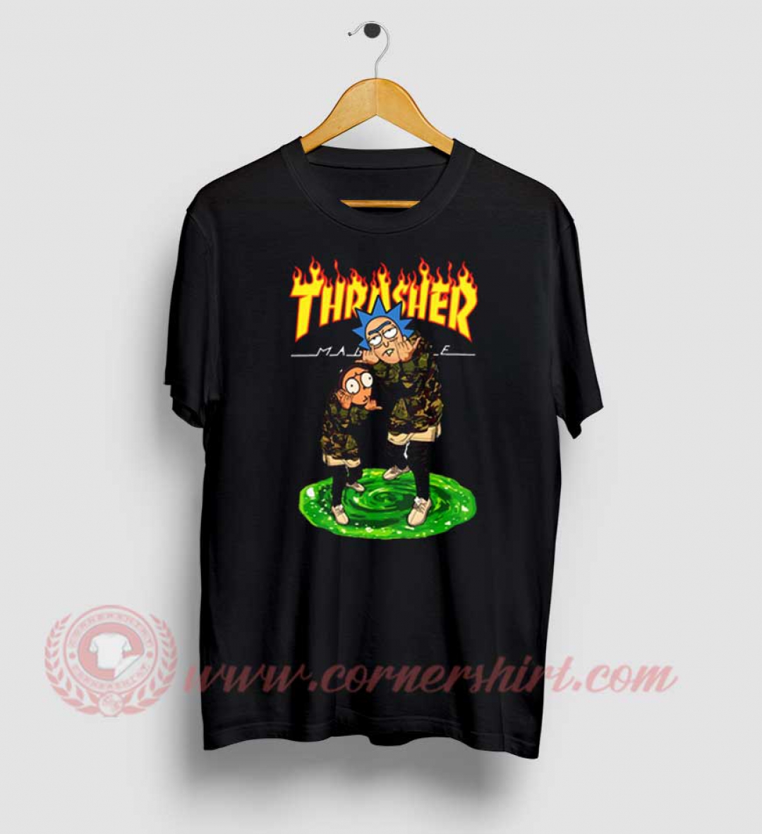 Rick and Morty X Thrasher Custom Design T Shirt | Cornershirt.com
